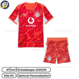D0rt^_^mund Goalkeeper Kids Football Kit 2025_26 (No Socks) – Red